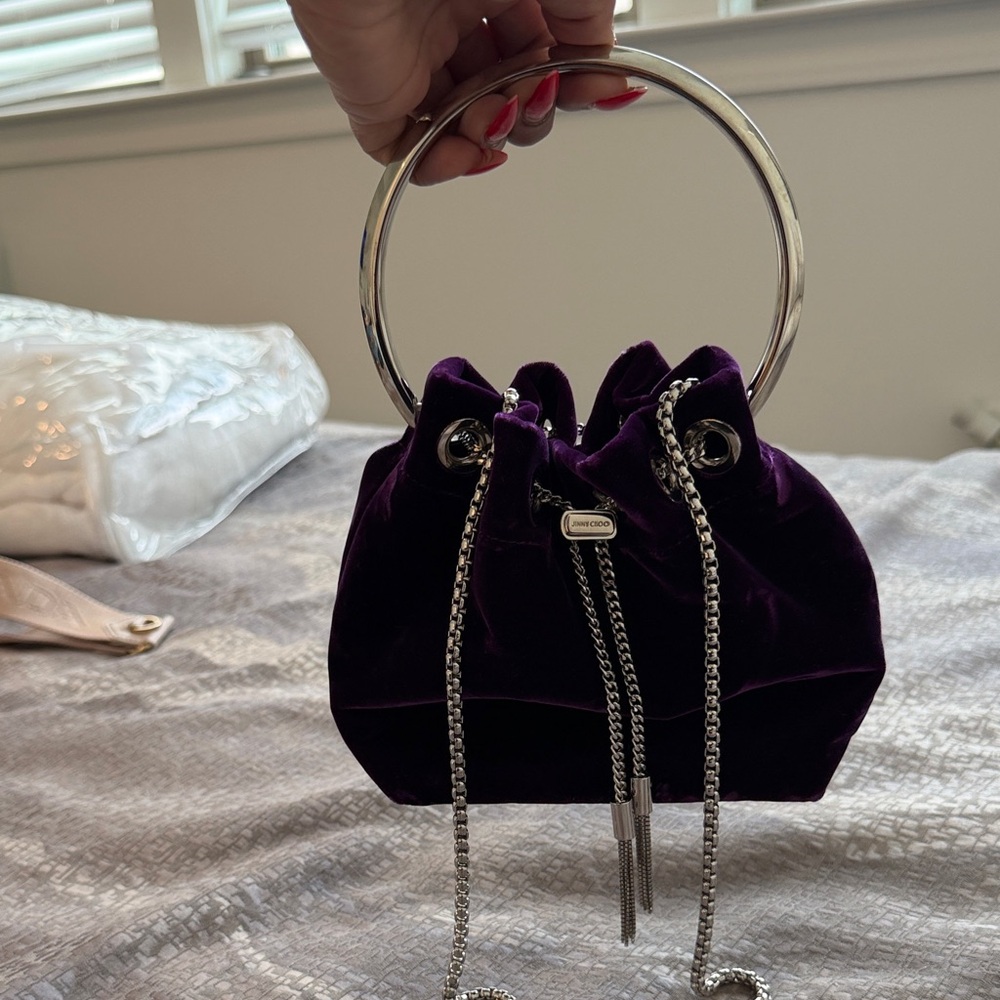 Jimmy Choo Velvet Bon Bon Bag in color Açaí
